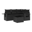 Afuera Living Contemporary 5 Piece Steel Large Sofa Set in Black