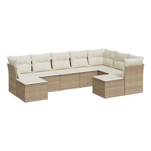 Afuera Living Contemporary Synthetic Poly Rattan Sofa Set in Beige