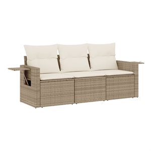 Afuera Living Contemporary Synthetic Poly Rattan  Sofa Set in Beige