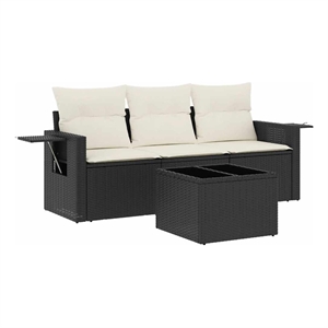 Afuera Living Contemporary 4 Piece Steel Medium Sofa Set in Black