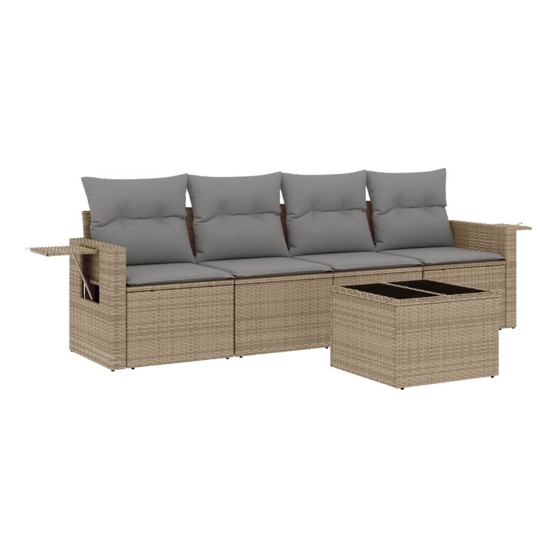Afuera Living Contemporary 5 Piece Steel Large Sofa Set in Beige