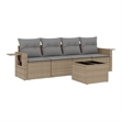 Afuera Living Contemporary 5 Piece Steel Large Sofa Set in Beige