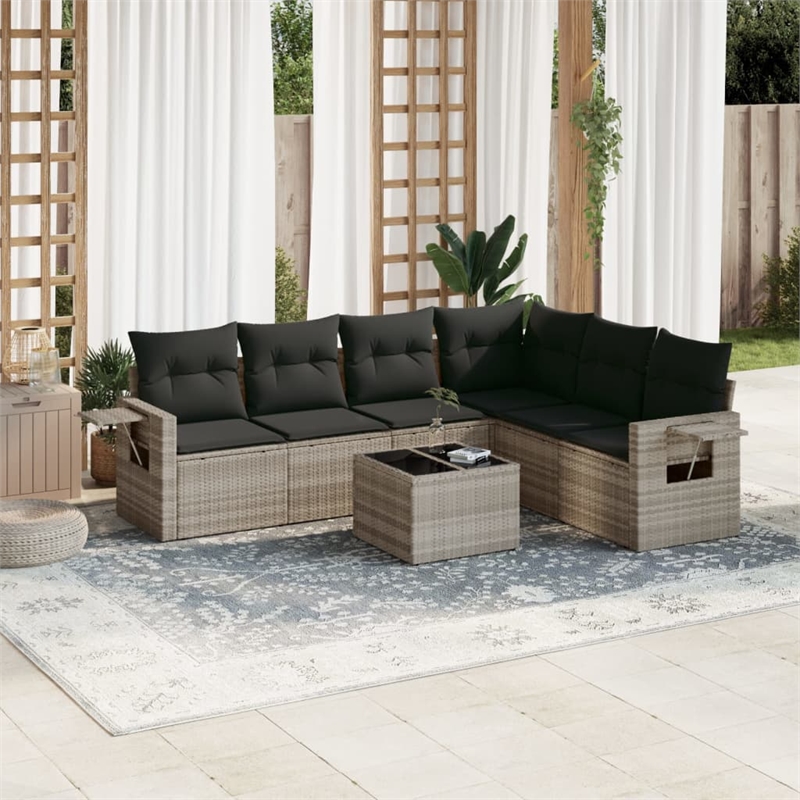 Afuera Living Contemporary 7 Piece Steel Small Sofa Set in Gray