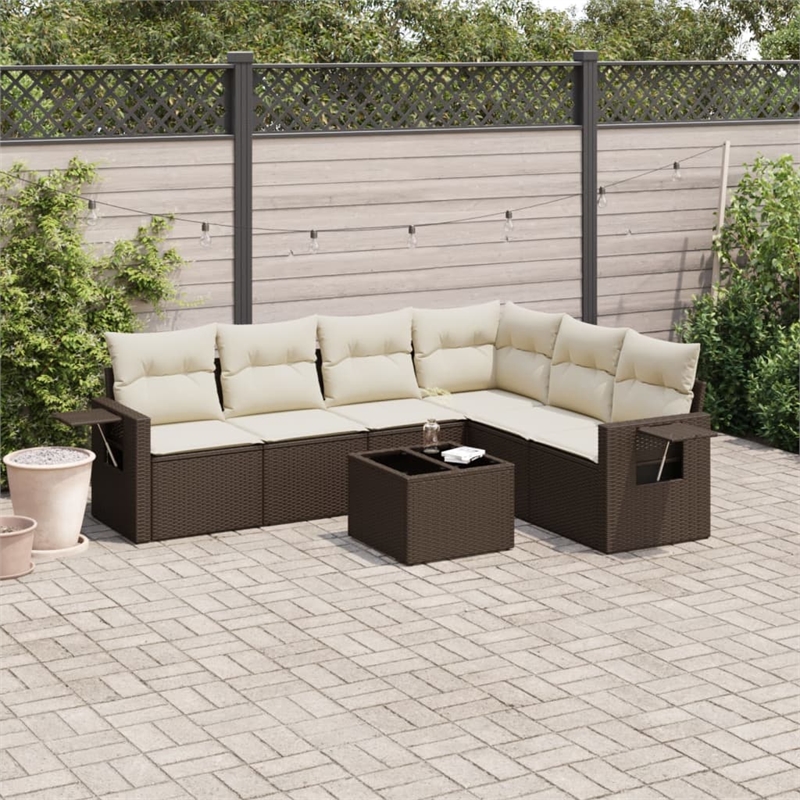 Afuera Living Contemporary 7 Piece Steel Large Sofa Set in Brown