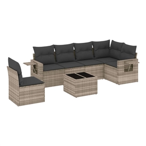Afuera Living Contemporary 7 Piece Poly Rattan Sofa Set in Gray