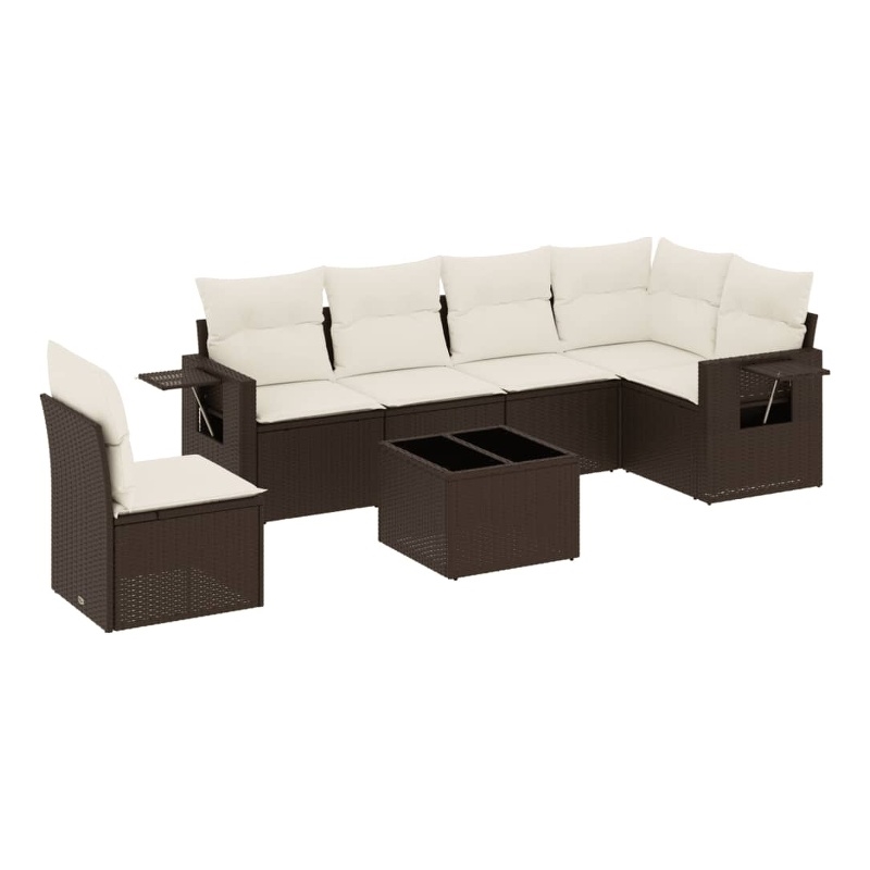 Afuera Living Contemporary 7 Piece Steel Large Sofa Set in Brown