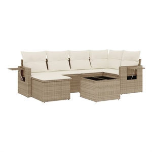 Afuera Living Contemporary Synthetic Poly Rattan  Sofa Set in Beige