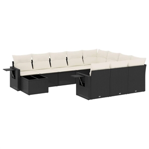 Afuera Living Contemporary 11 Piece Steel Sofa Set in Black/Cream