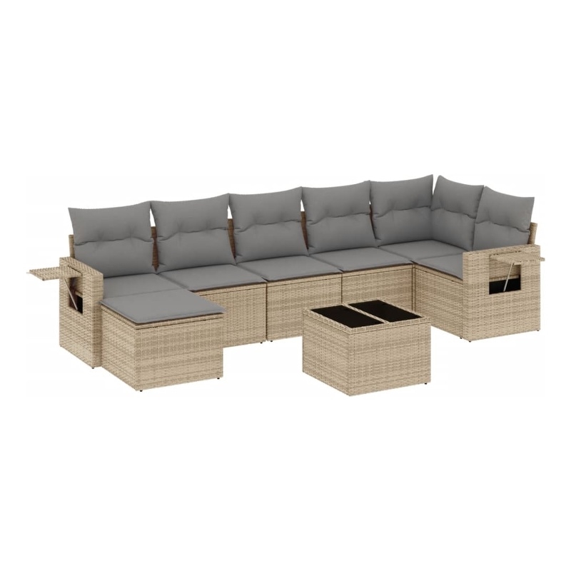 Afuera Living Contemporary 8 Piece Steel Medium Sofa Set in Beige