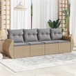 Afuera Living Contemporary 4 Piece Steel Sofa Set in Gray/Beige