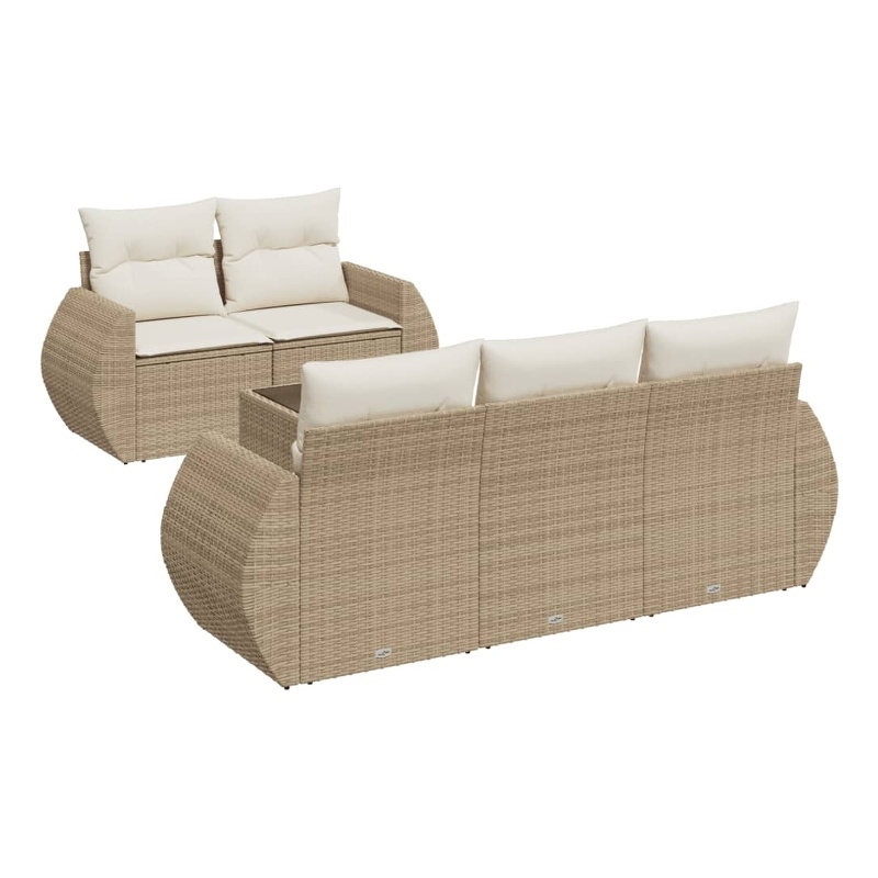 Afuera Living Contemporary 6 Piece Steel Small Sofa Set in Beige