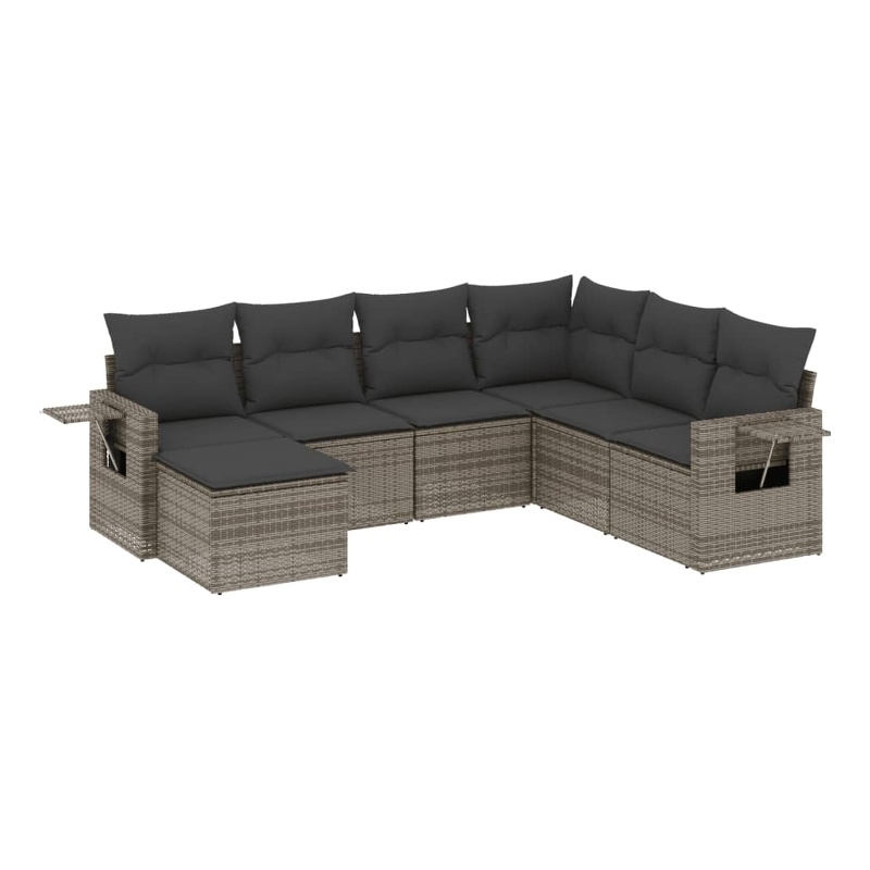 Afuera Living Contemporary 7 Piece Steel Large Sofa Set in Gray