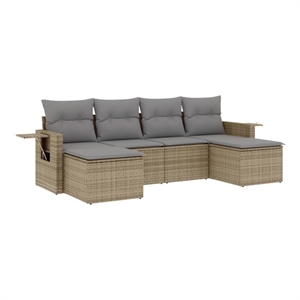 Afuera Living 6 Piece Poly Rattan Sofa Set with Removable Covers in Beige