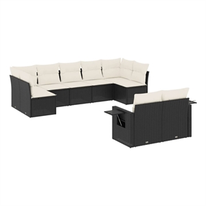 Afuera Living Contemporary 9 Piece Steel Patio Sofa Set in Black/Cream