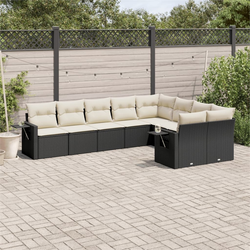 Afuera Living Contemporary 9 Piece Steel Large Sofa Set in Black