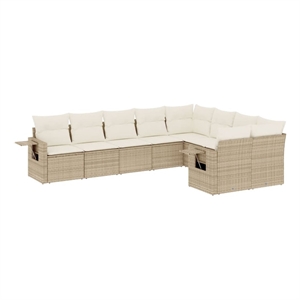 Afuera Living Contemporary 9 Piece Poly Rattan Patio Sofa Set