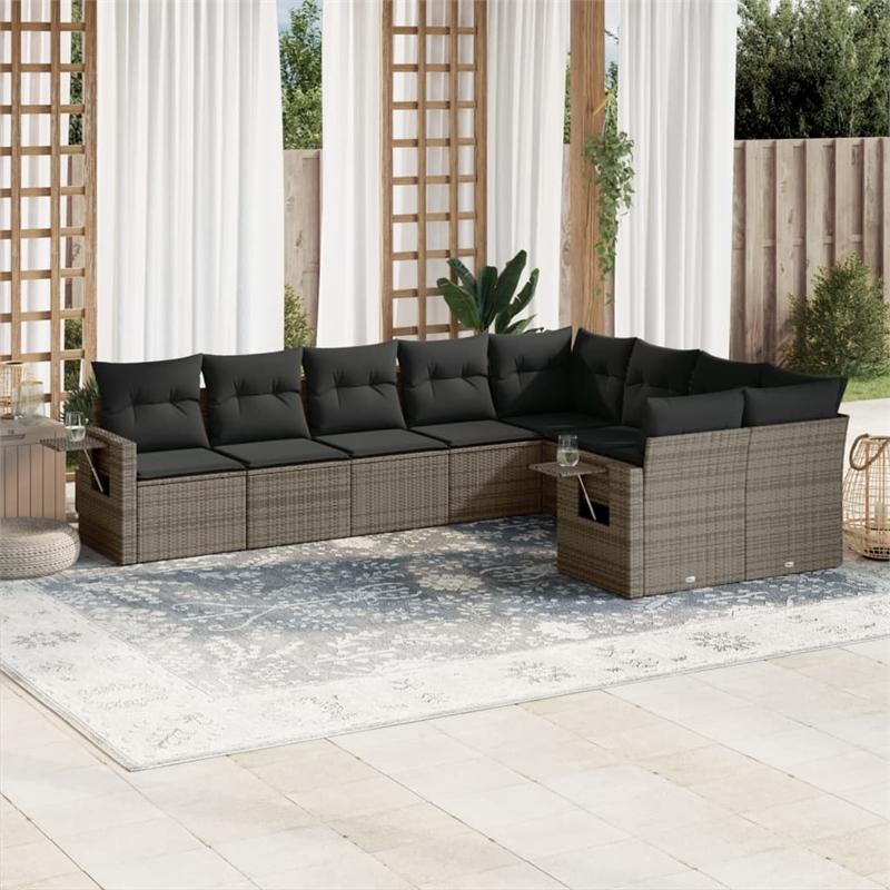 Afuera Living Contemporary 9 Piece Steel Small Sofa Set in Gray