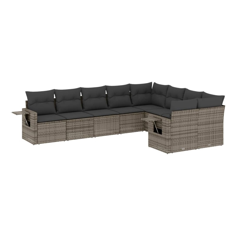 Afuera Living Contemporary 9 Piece Steel Small Sofa Set in Gray