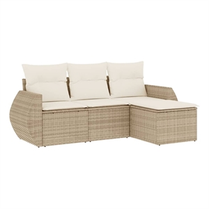 Afuera Living Contemporary Poly Rattan Small Sofa Set in Beige