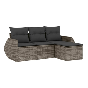 Afuera Living Contemporary Poly Rattan Large Sofa Set in Gray