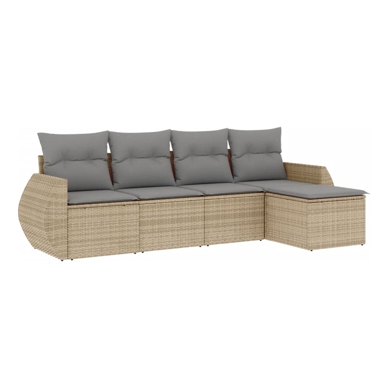 Afuera Living Contemporary 5 Piece Steel Sofa Set in Gray/Beige