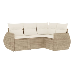 Afuera Living Contemporary 4 Piece Poly Rattan Sofa Set in Beige