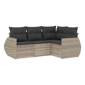 Afuera Living Contemporary Poly Rattan Small Sofa Set in Gray