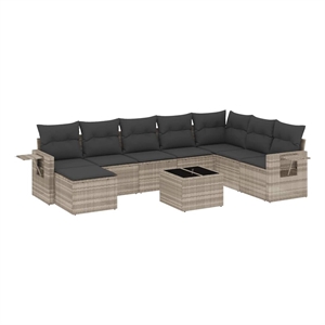 Afuera Living Contemporary Synthetic Poly Rattan Large Sofa Set in Gray