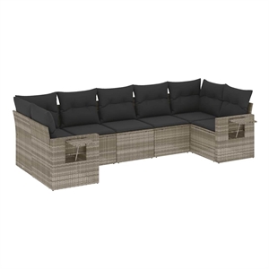 Afuera Living Contemporary 7 Piece Poly Rattan Sofa Set in Gray