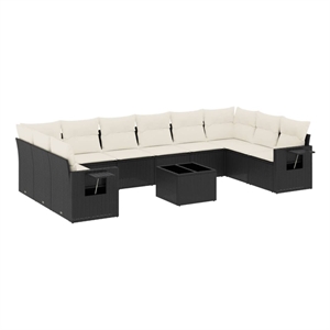 Afuera Living Contemporary 11 Piece Large Sofa Set in Black/Cream