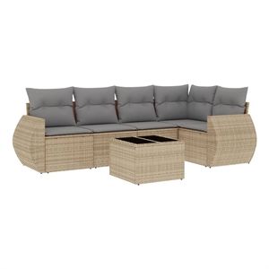 Afuera Living Contemporary Poly Rattan Sofa Set in Gray/Beige