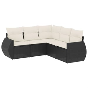 Afuera Living Contemporary 5 Piece Steel Sofa Set in Black/Cream