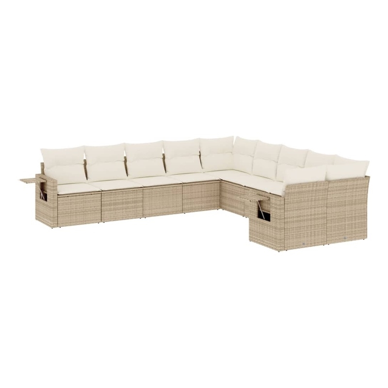 Afuera Living Contemporary 10 Piece Steel Sofa Set in Cream/Beige