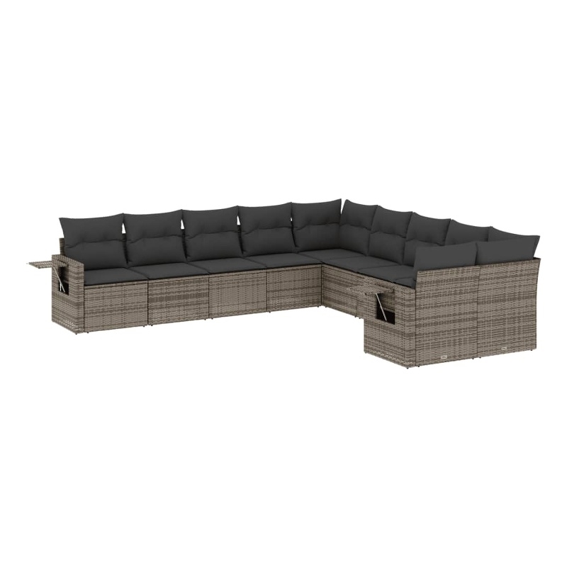 Afuera Living Contemporary 10 Piece Steel Large Sofa Set in Gray
