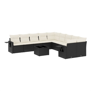Afuera Living Contemporary Poly Rattan Large Sofa Set in Black