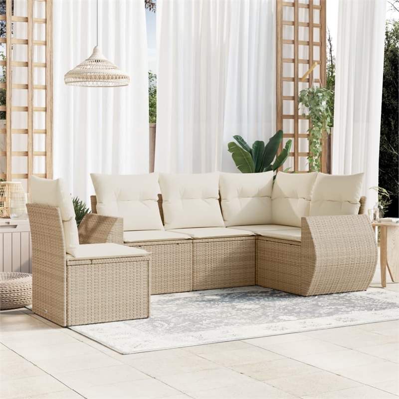Afuera Living Contemporary 5 Piece Steel Small Sofa Set in Cream/Beige