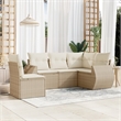 Afuera Living Contemporary 5 Piece Steel Small Sofa Set in Cream/Beige
