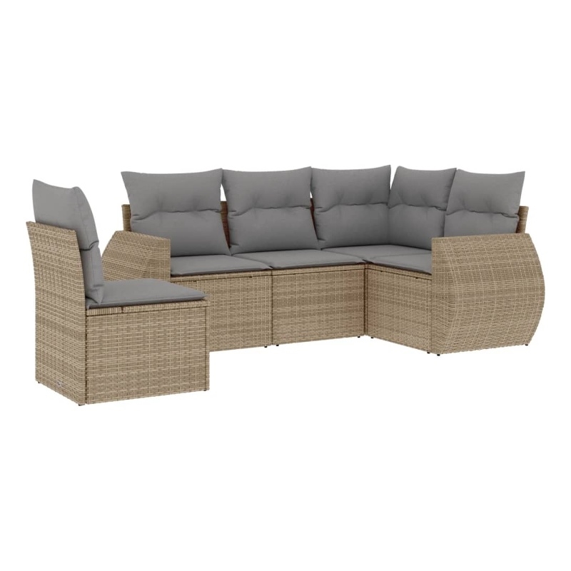 Afuera Living Contemporary 5 Piece Steel Large Sofa Set in Beige