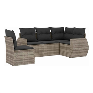 Afuera Living Contemporary Synthetic Poly Rattan  Large Sofa Set in Gray
