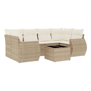 Afuera Living Contemporary 7 Piece Poly Rattan Sofa Set in Beige