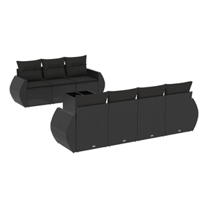 Afuera Living 8 Piece Poly Rattan Large Sofa Set with Removable Covers in Black
