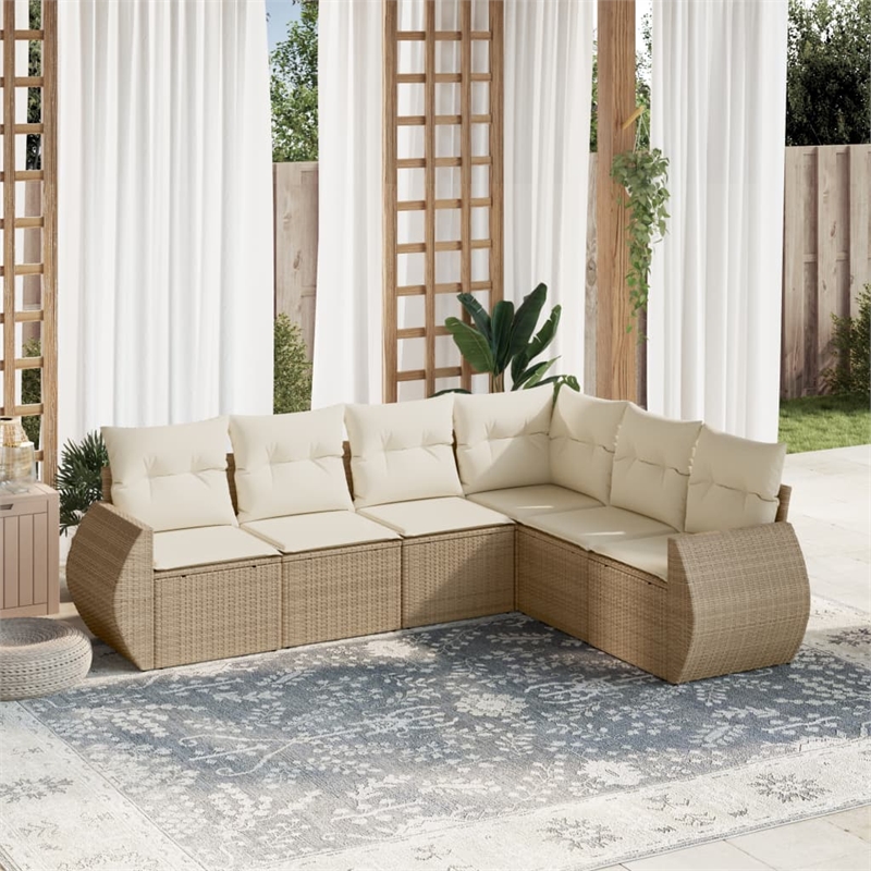 Afuera Living Contemporary 6 Piece Steel Large Sofa Set in Beige