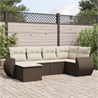 Afuera Living Contemporary 6 Piece Small Sofa Set in Brown/Cream
