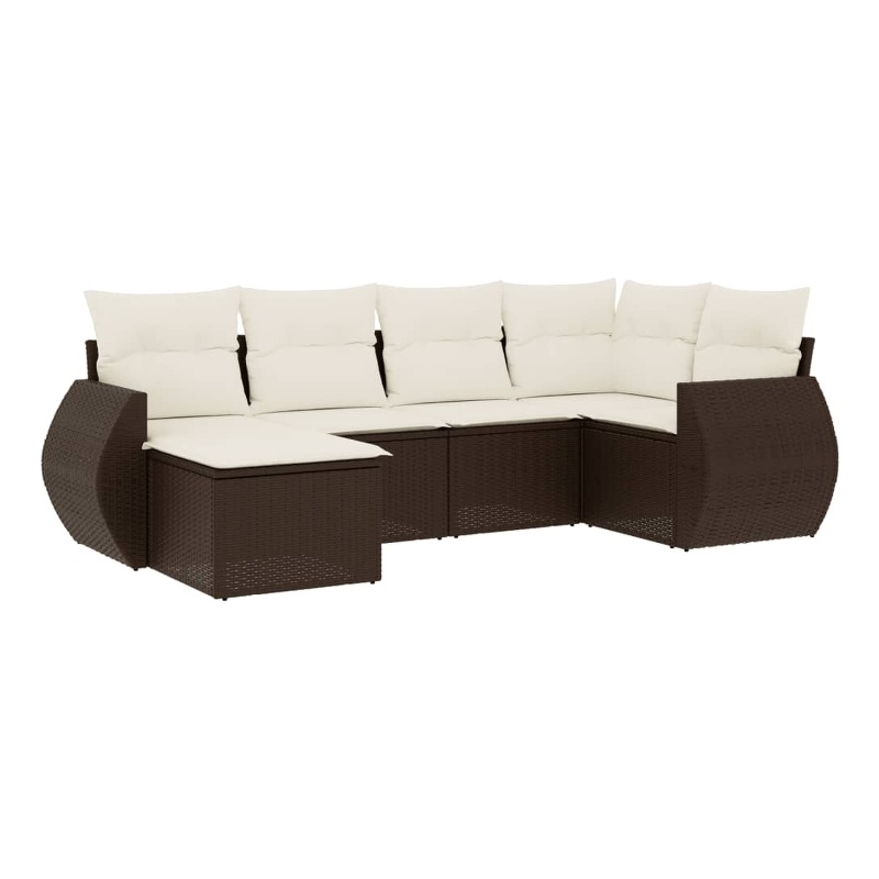 Afuera Living Contemporary 6 Piece Small Sofa Set in Brown/Cream