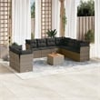 Afuera Living Contemporary 10 Piece Solid Acacia Wood Sofa Set in Gray