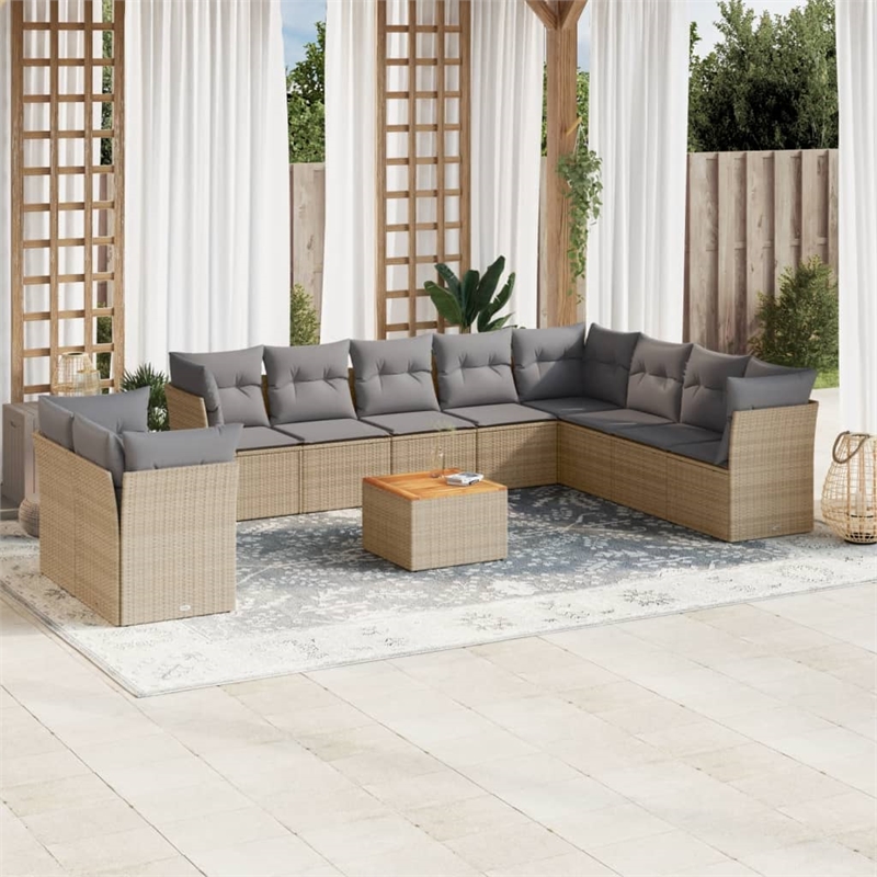 Afuera Living Contemporary 11 Piece Steel Sofa Set in Gray/Beige