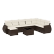 Afuera Living Contemporary 9 Piece Large Sofa Set in Brown/Cream