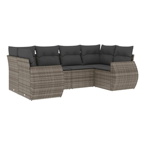 Afuera Living Contemporary 6 Piece Poly Rattan Small Sofa Set in Gray