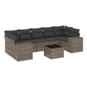 Afuera Living Contemporary Synthetic Poly Rattan 8 Piece  Sofa Set in Gray