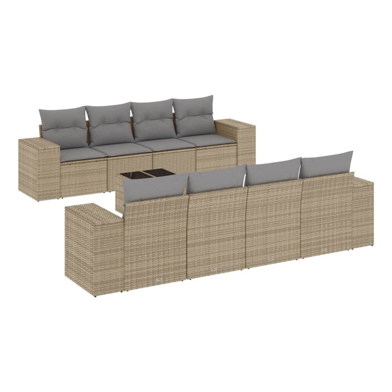 Afuera Living Contemporary 9 Piece Steel Large Sofa Set in Beige
